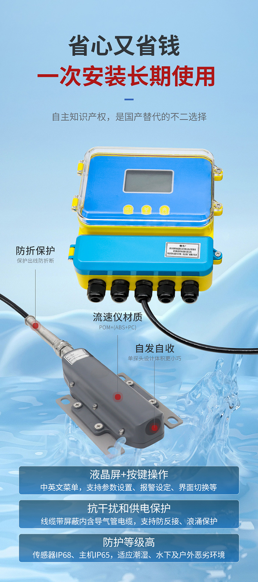 超声波多普勒流量计(黄色外壳主机-使用小型1只眼睛流速仪0°发射角)_05.jpg