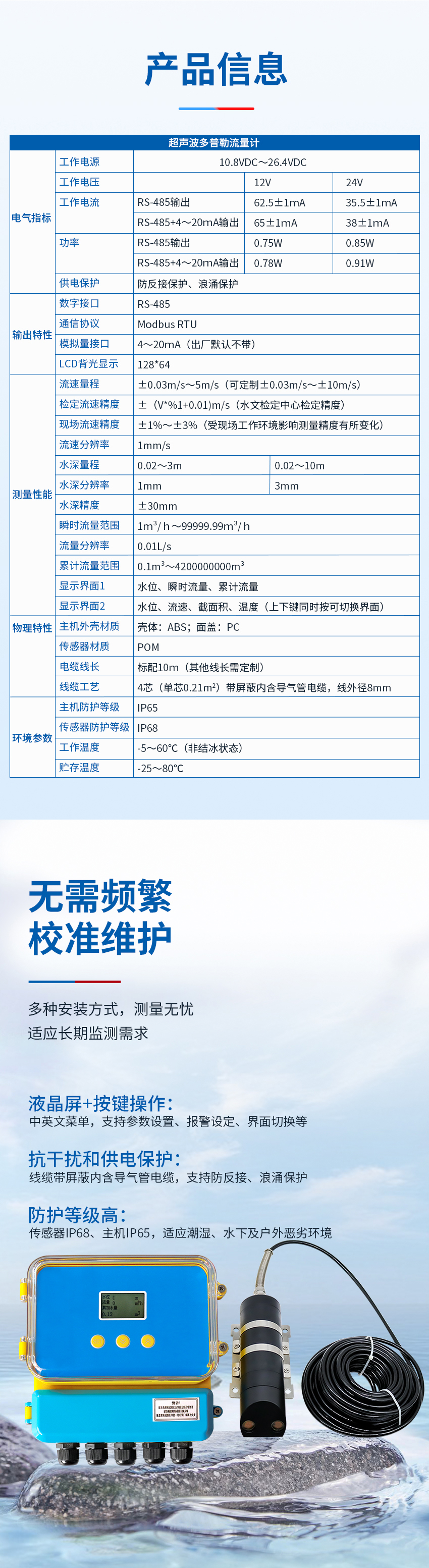 超声波多普勒流量计-分体式黄色外壳主机-使用圆形2只眼睛流速仪-POM材质_03.jpg